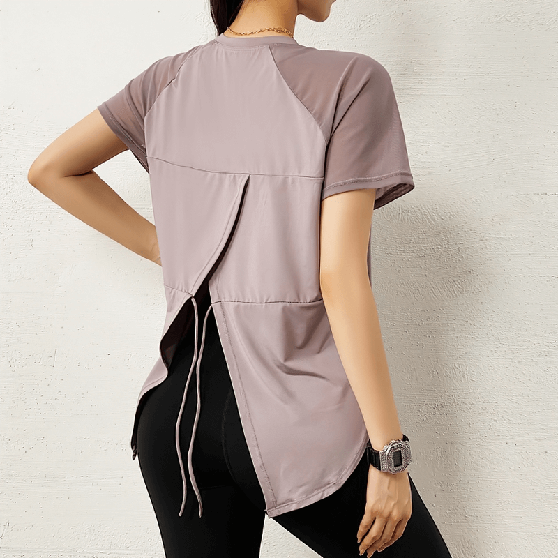 Quick-Dry O-Neck Running T-shirt with Drawstring Back - SF1433