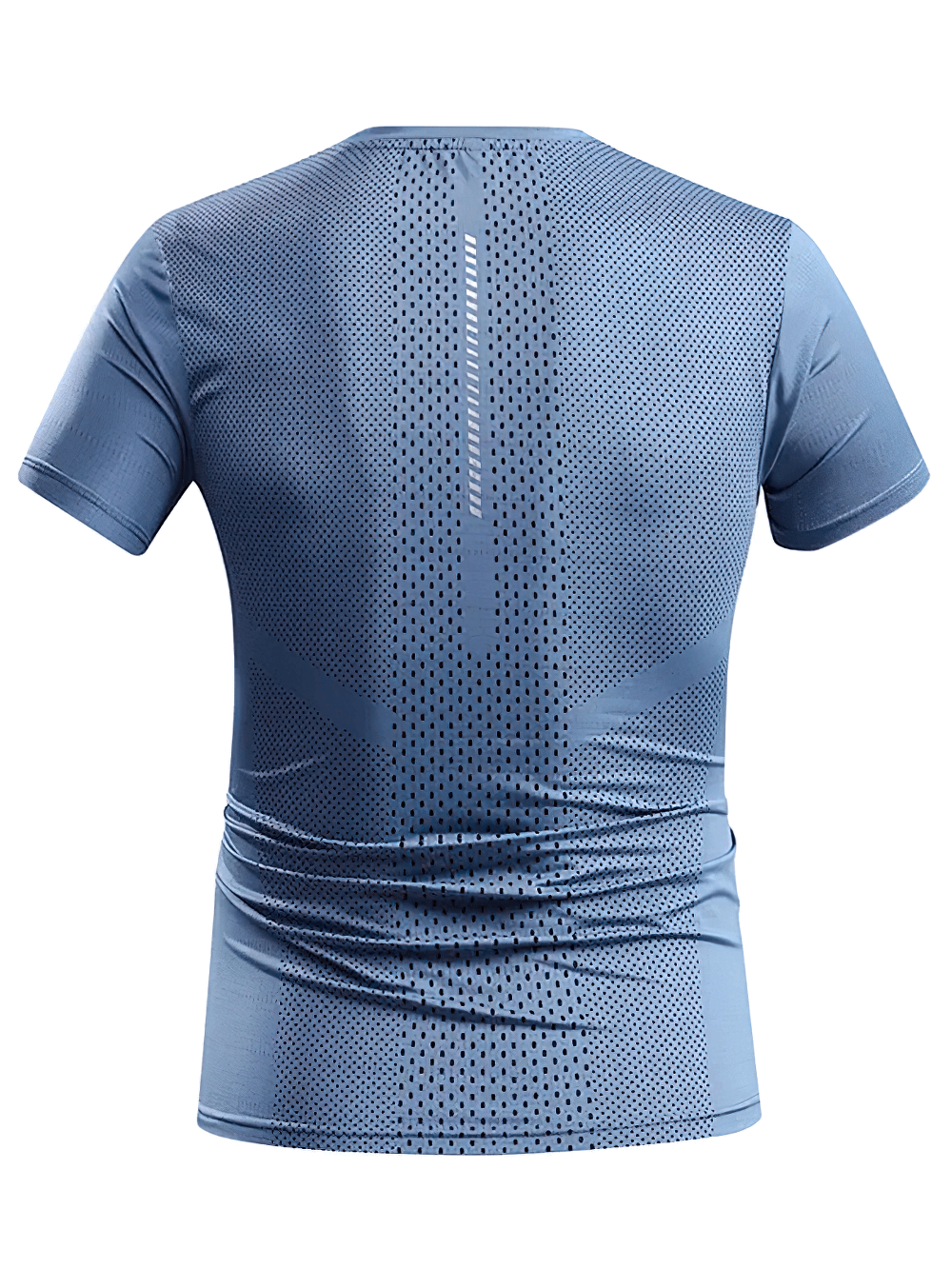 Alt Tag: Quick Dry Running Elastic T-Shirt For Men - SF4346 back view, breathable perforated mesh panel, lightweight quick-dry sports tee