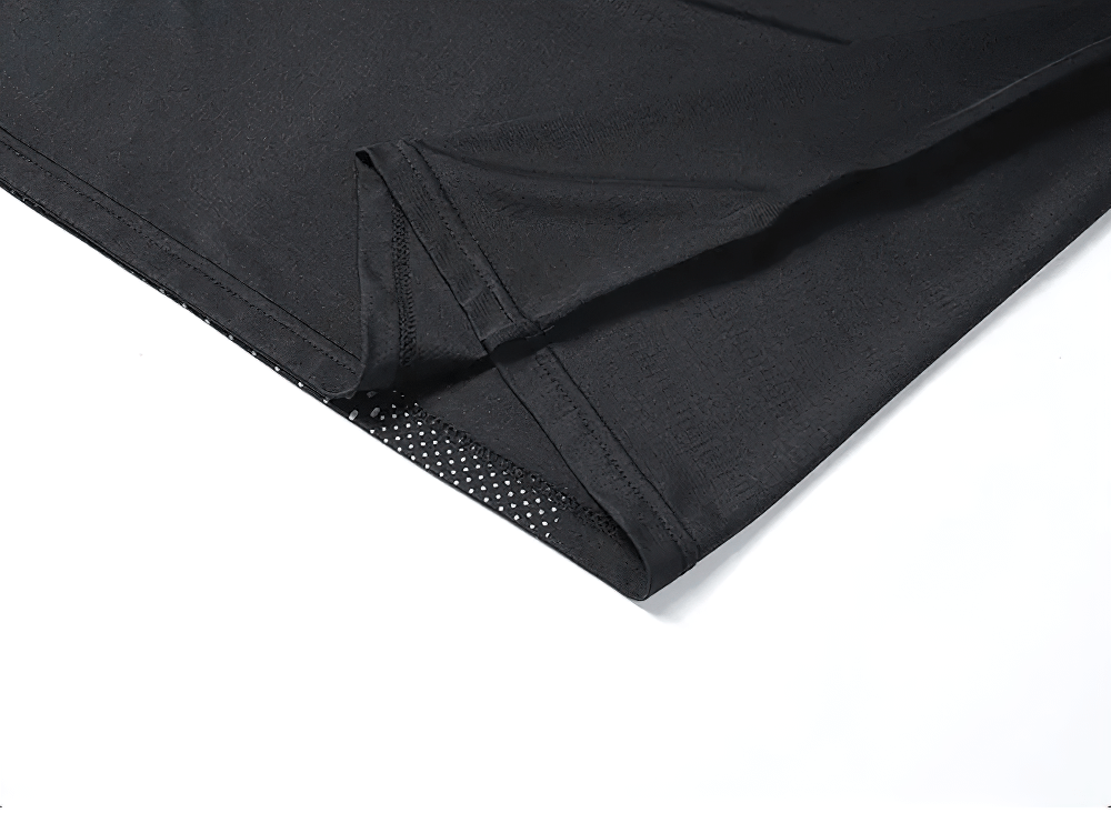 Alt Tag: Quick Dry Running Elastic T-Shirt For Men - SF4346 hem close-up with breathable mesh panel, lightweight quick-dry athletic fabric