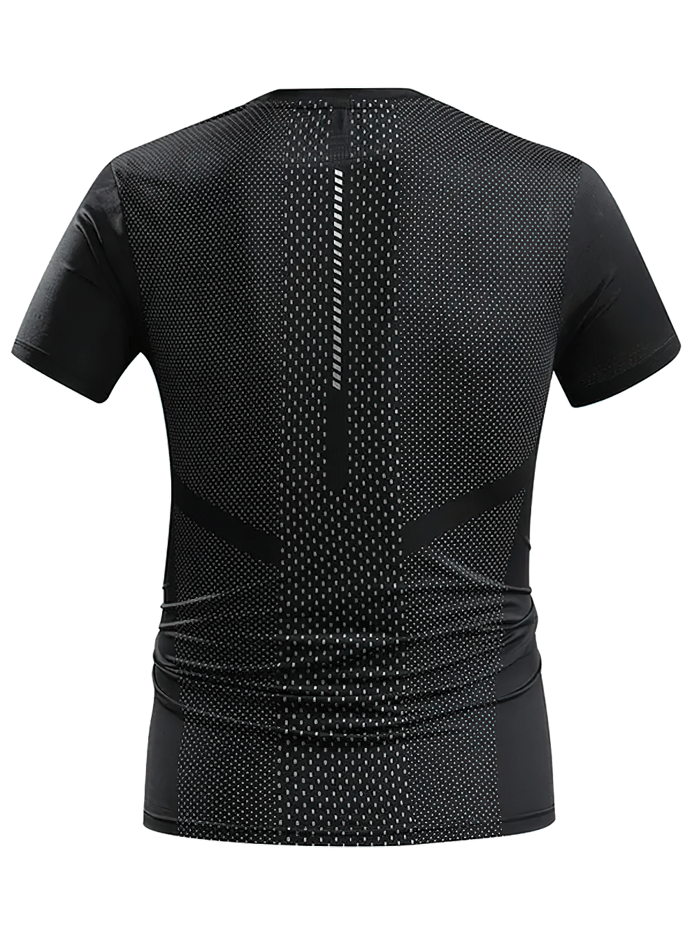Alt Tag: Quick Dry Running Elastic T-Shirt For Men - SF4346 back view, black breathable mesh quick-dry athletic tee for running, gym, hiking