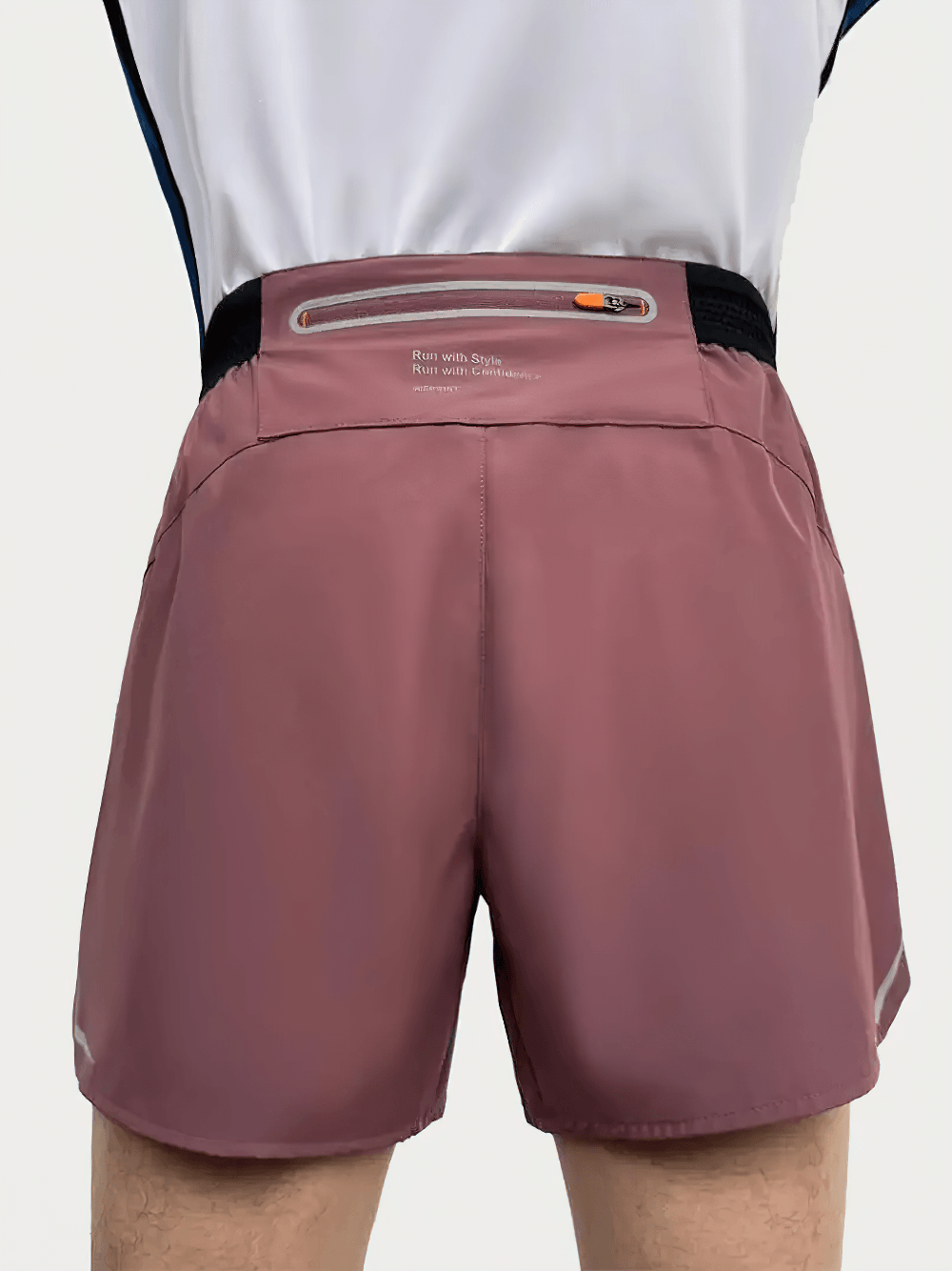 Alt Tag: Quick Dry Running Shorts with Rear Zip Pocket - SF4479 dusty rose men’s 2-in-1 track shorts with rear zipper pocket