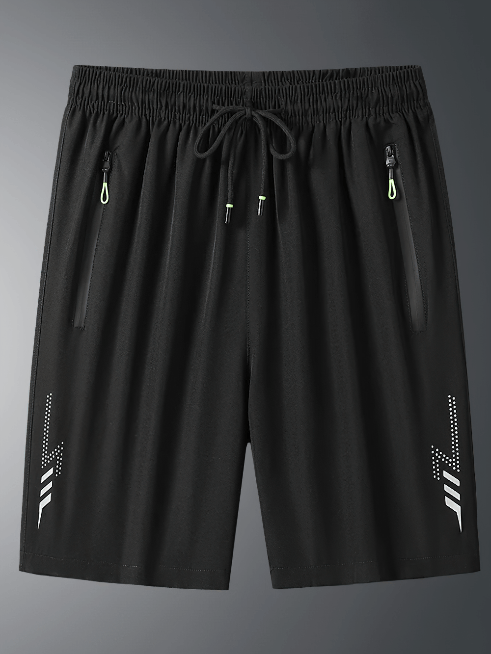 Alt Tag: Quick-Dry Running Shorts with Zipper Pocket Design - SF4426 black athletic shorts with drawstring waist and zip pockets