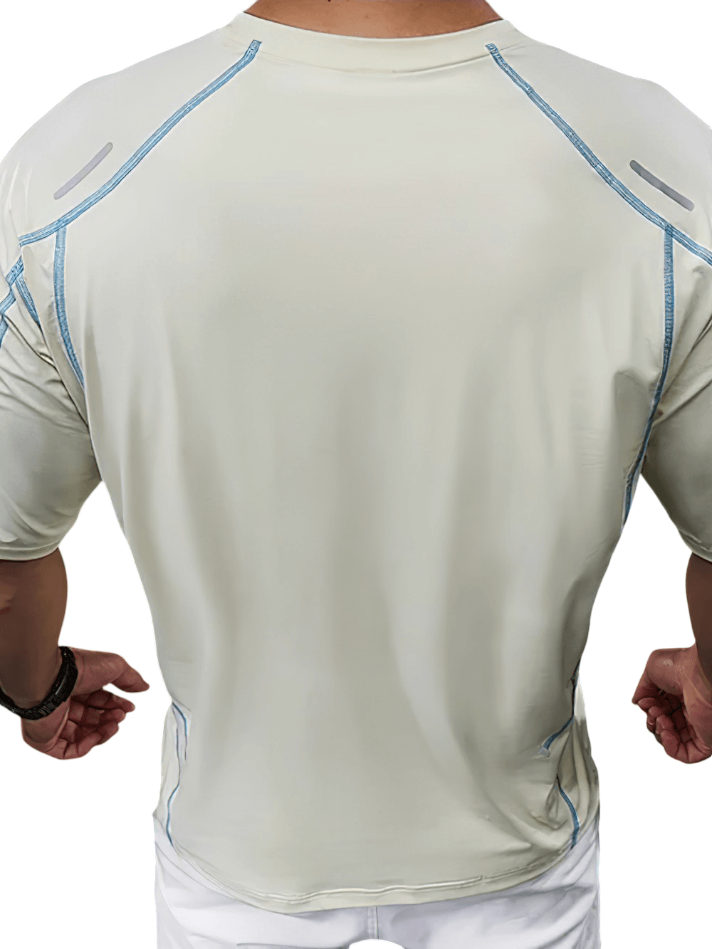 Back view of Quick Dry Running T-Shirt with Reflective Seams - SF4742 showcasing its stylish reflective seam design.
