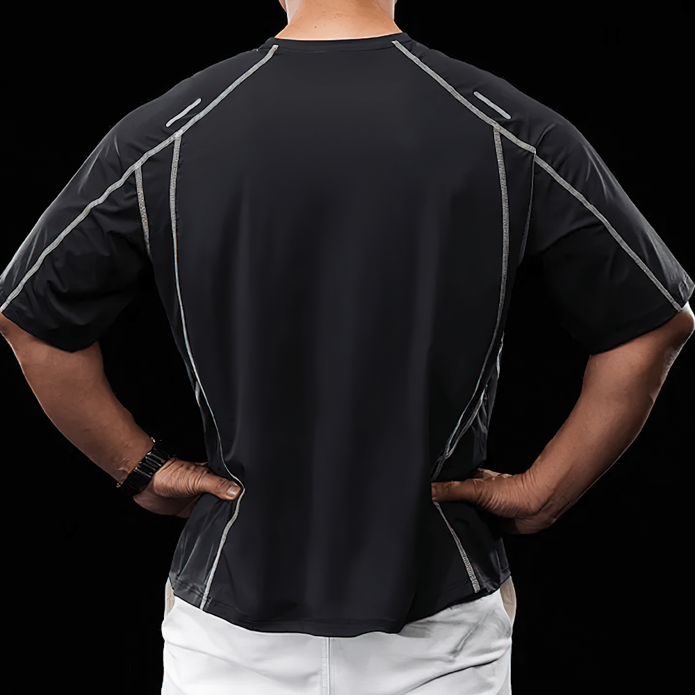 Quick Dry Running T-Shirt with Reflective Seams - SF4742 back view showing reflective seams and athletic cut.