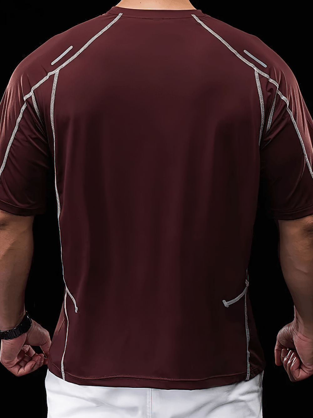 Back view of Quick Dry Running T-Shirt with Reflective Seams - SF4742, featuring reflective seam piping.