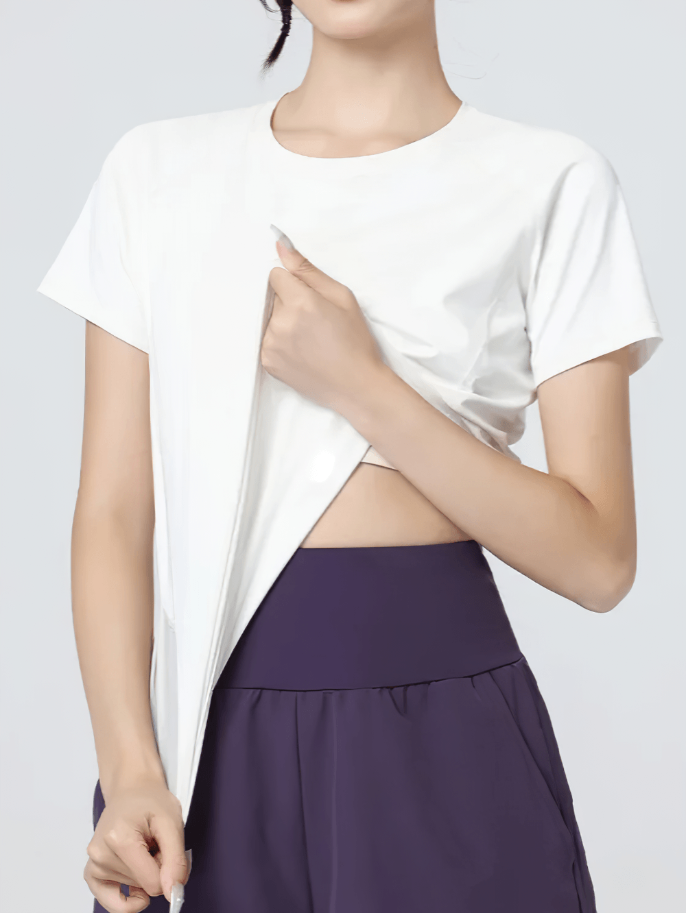 Alt Tag: Quick Dry Short Sleeve Sports T-Shirt for Women's - SF4430 white breathable relaxed fit curved hem quick-dry pullover top