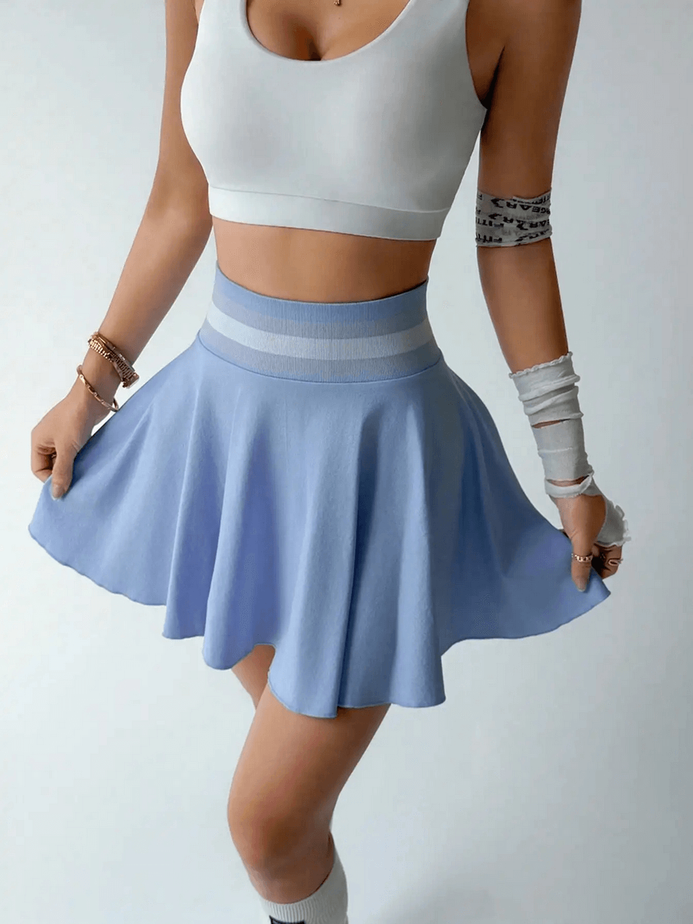 Alt Tag: Quick-Dry Skirt with Breathable Liner Shorts - SF4391 high-waist pleated tennis skort, breathable quick-dry fabric for training