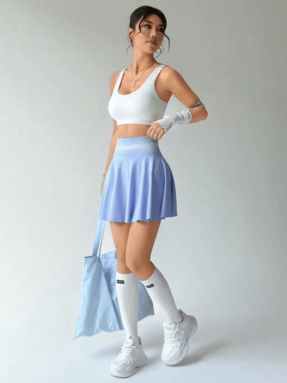 Alt Tag: Quick-Dry Skirt with Breathable Liner Shorts - SF4391 high-waist pleated tennis skort with built-in shorts, quick-dry breathable fit