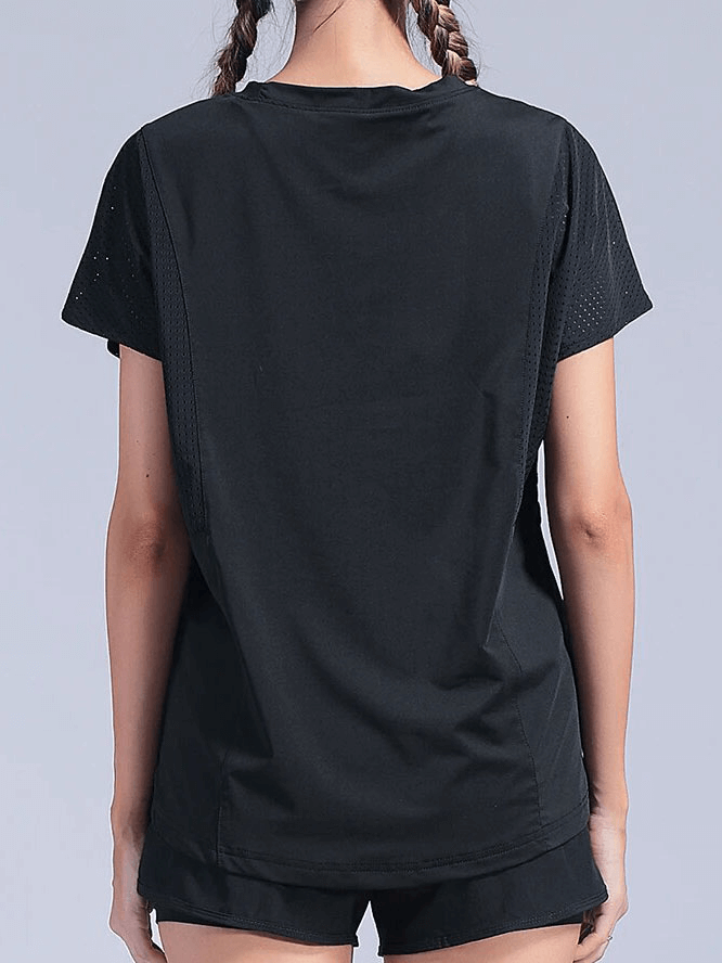 Schnell trocknendes, einfarbiges, weiches, lockeres T-Shirt aus Mesh für Damen – SF1767 