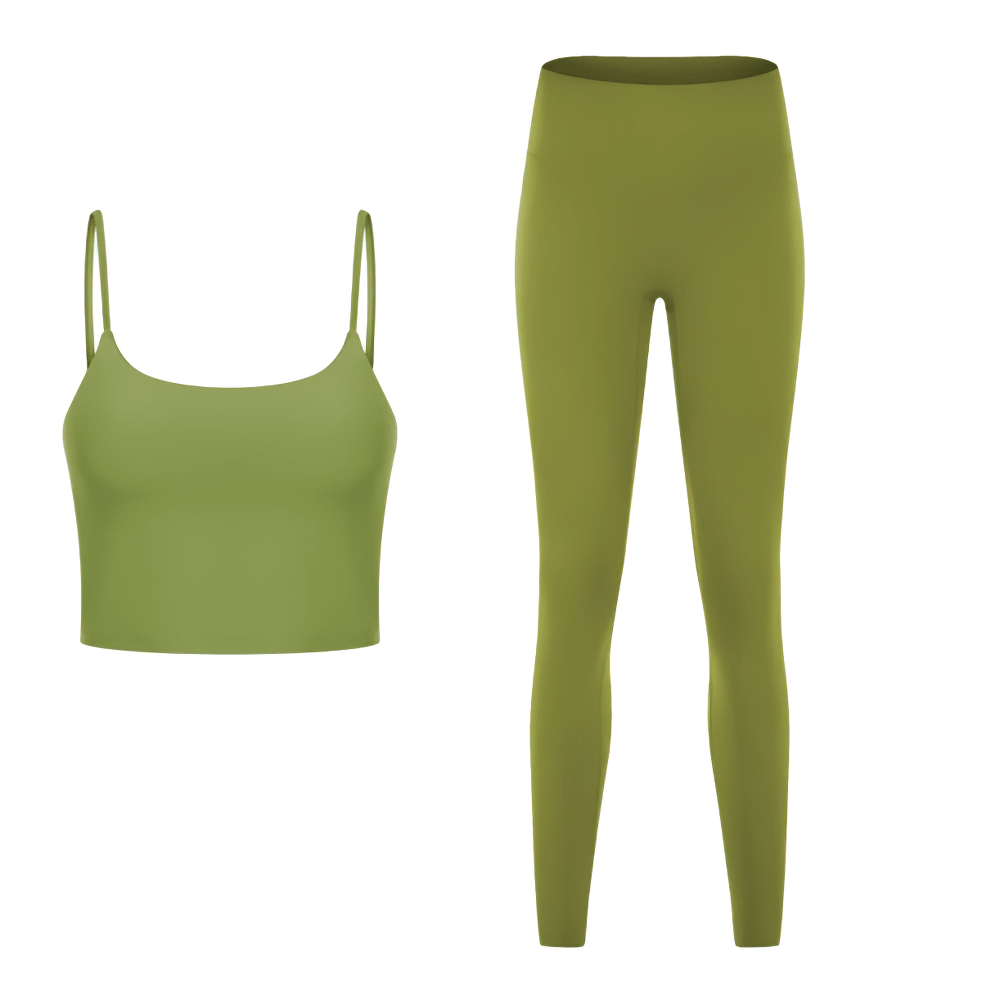 Quick Dry Solid Color Sleeveless Yoga Set - Eco-Friendly, Anti-Pilling, Nylon Crop Top and Leggings for Intense Workouts.
