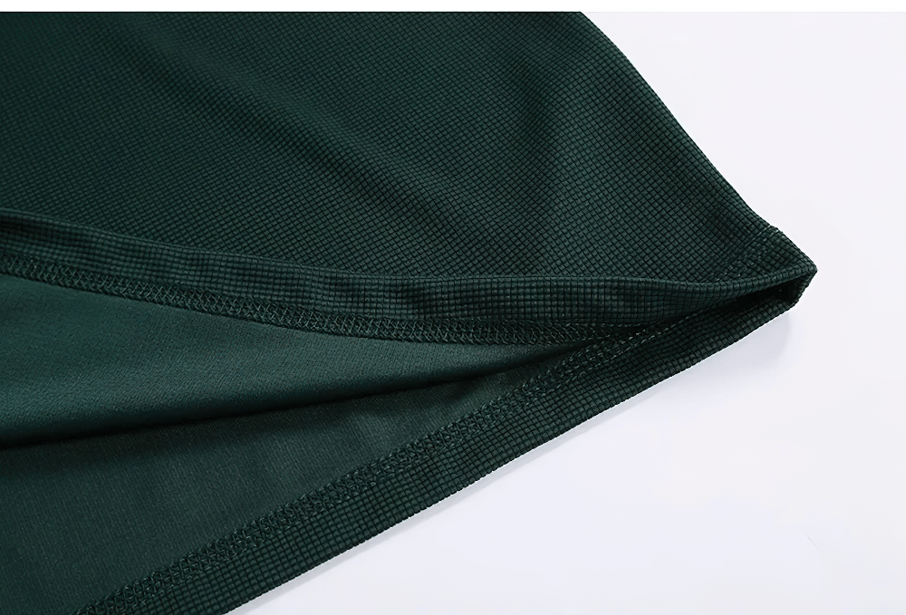 Alt Tag: Quick Dry Sports T-Shirt for Running and Gym - SF4400 close-up of breathable quick-dry mesh fabric hem stitching