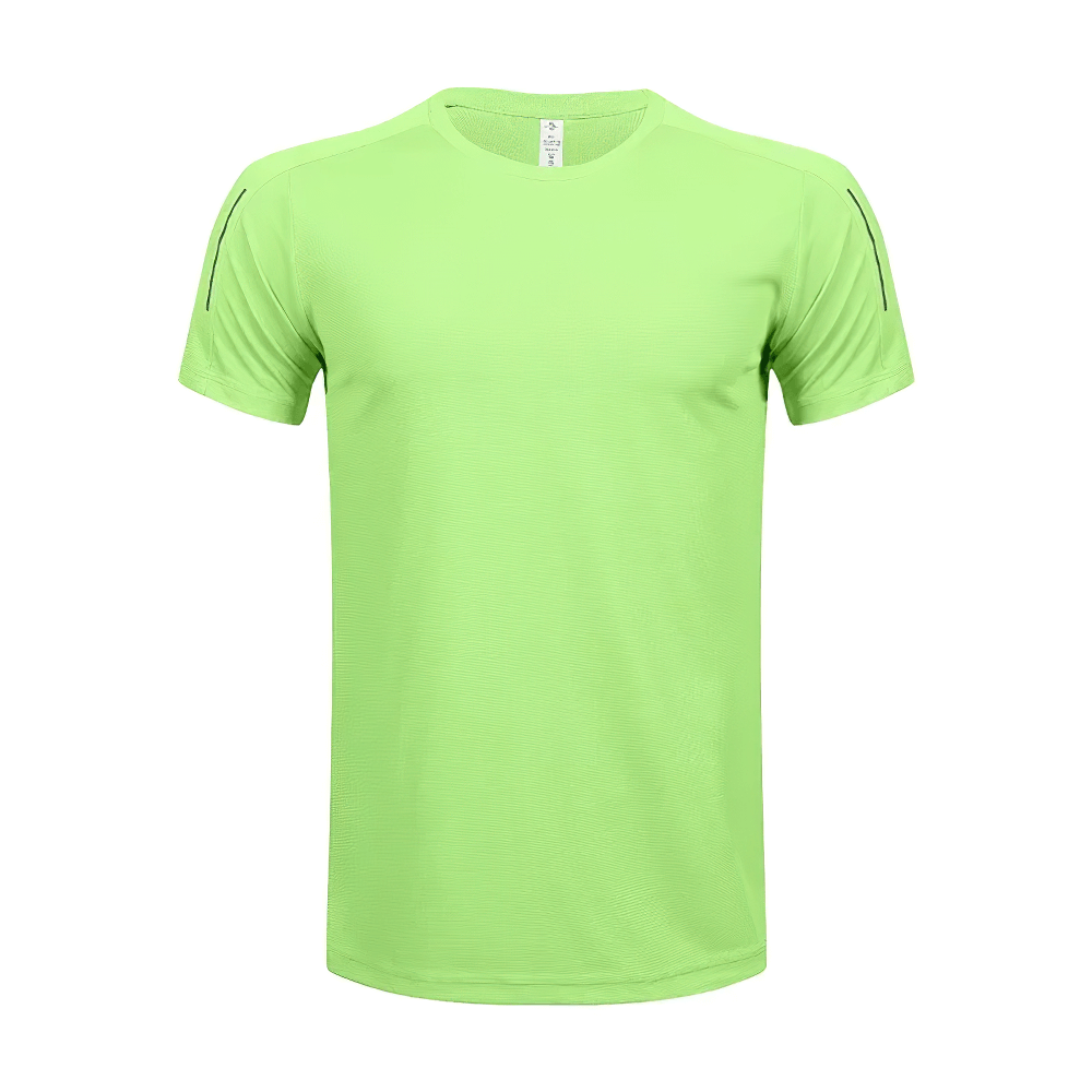 Alt Tag: Quick Dry Sports T-Shirt for Running and Gym - SF4400 neon green men’s breathable quick-dry athletic tee, front view