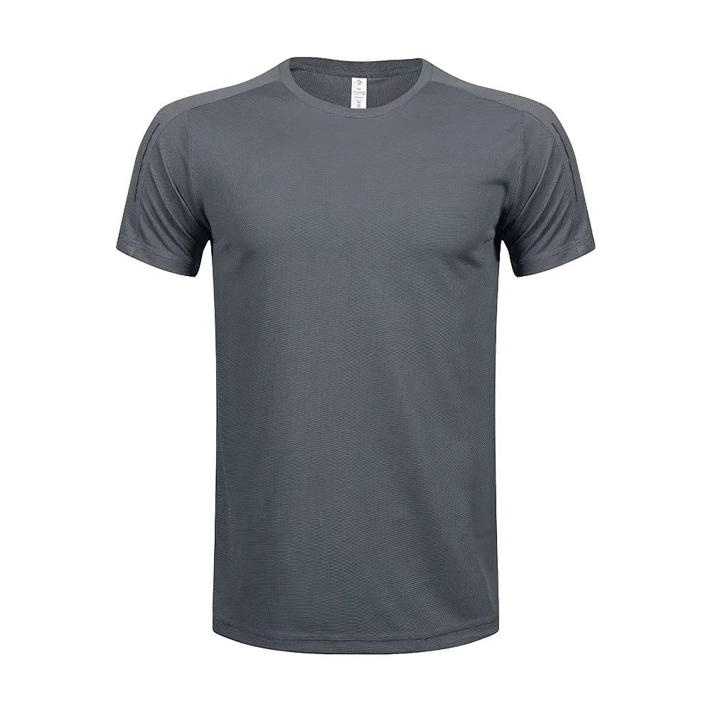 Alt Tag: Quick Dry Sports T-Shirt for Running and Gym - SF4400 men's breathable quick-dry gray athletic tee for training, basketball, and workouts