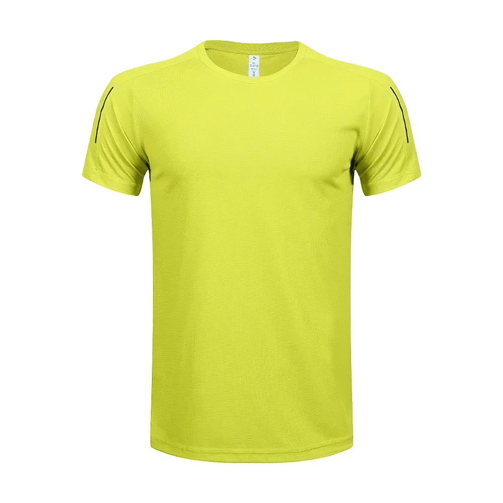 Alt Tag: Quick Dry Sports T-Shirt for Running and Gym - SF4400 men’s breathable quick-dry short-sleeve athletic tee in neon yellow