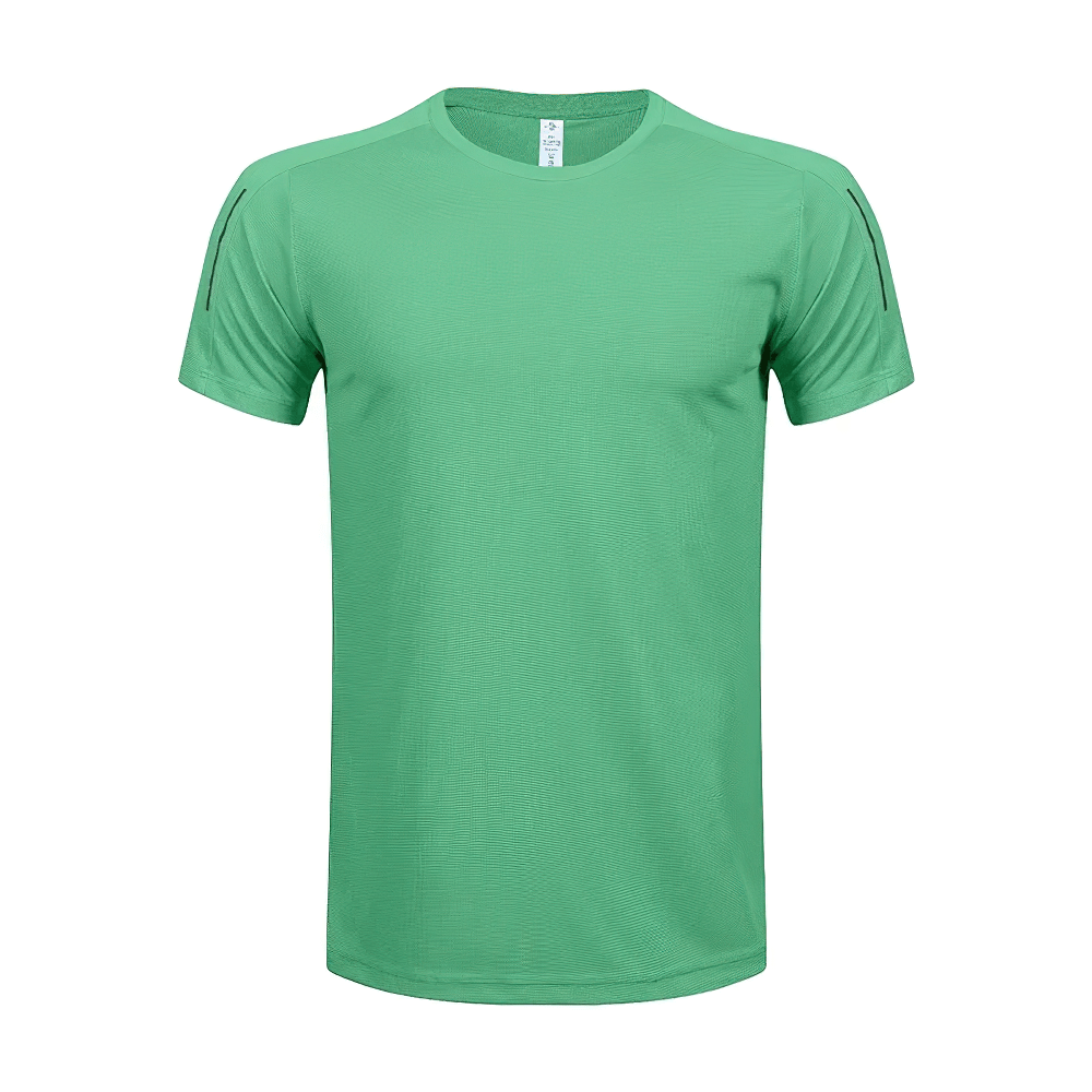 Alt Tag: Quick Dry Sports T-Shirt for Running and Gym - SF4400 green men’s breathable quick-dry athletic tee for training, gym, and running