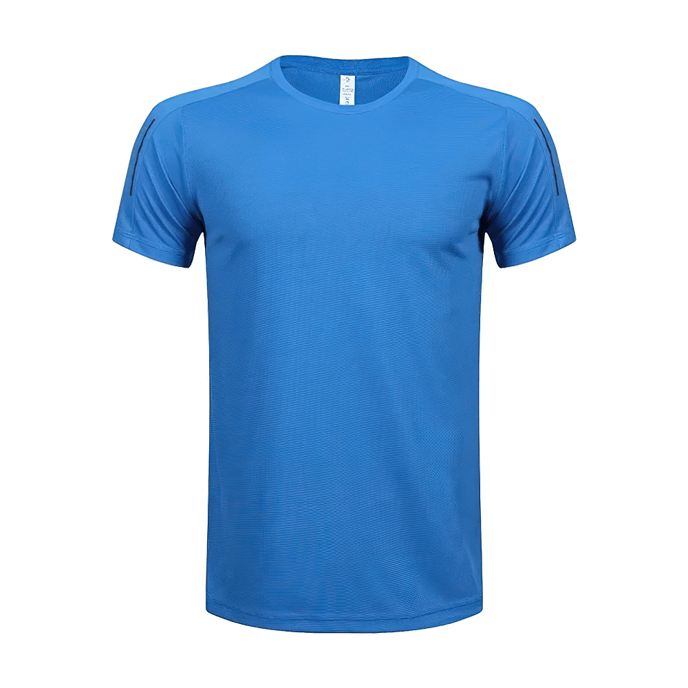 Alt Tag: Quick Dry Sports T-Shirt for Running and Gym - SF4400 blue men's breathable short-sleeve athletic tee for training, basketball, and workouts