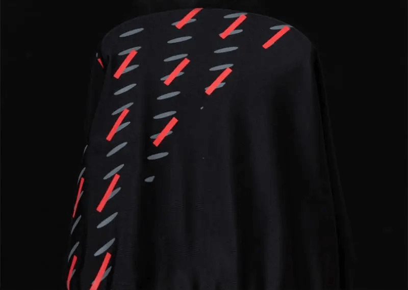 Vibrant print on black swim trunks, showing quick-dry and stylish design. Perfect for beach and pool wear.