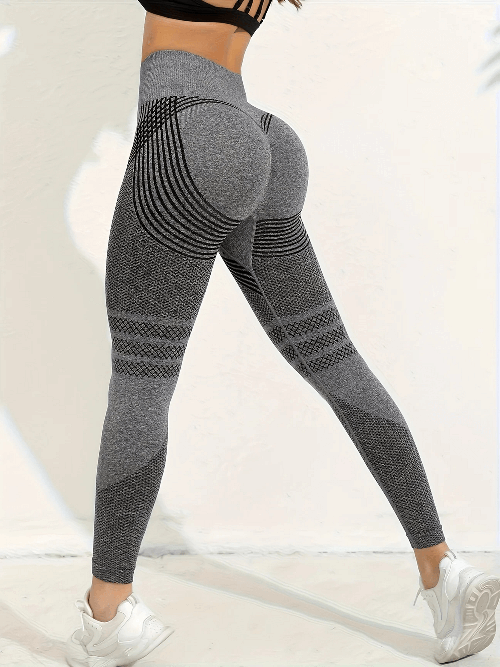 Quick Dry Tie Dye Yoga Tights With Push Up Fit - SF4045 shown from the back, highlighting seamless scrunch butt contouring.