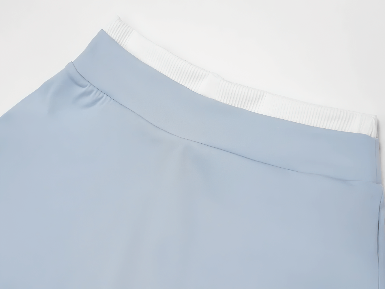 Alt Tag: Quick Dry Yoga Skirt for Badminton and Training - SF4402 light blue athletic skirt close-up with wide waistband
