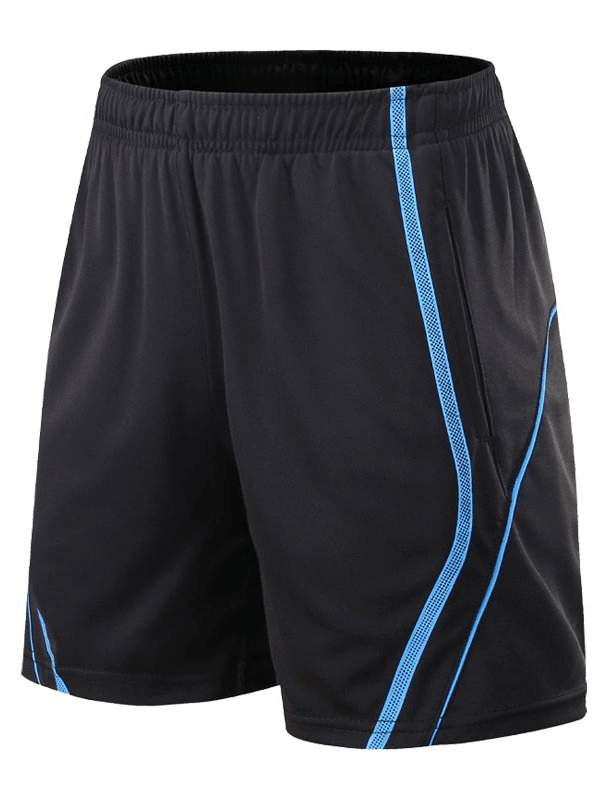 Quick-drying men's sports shorts with side pockets, black with blue accents, ideal for running and sports activities, SF1462.