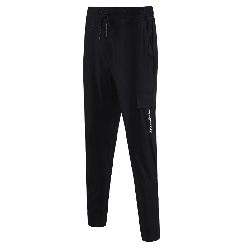 Men's quick-drying sports pants with side pockets, full-length, black, perfect for workouts. SF1518 series for comfort and style.