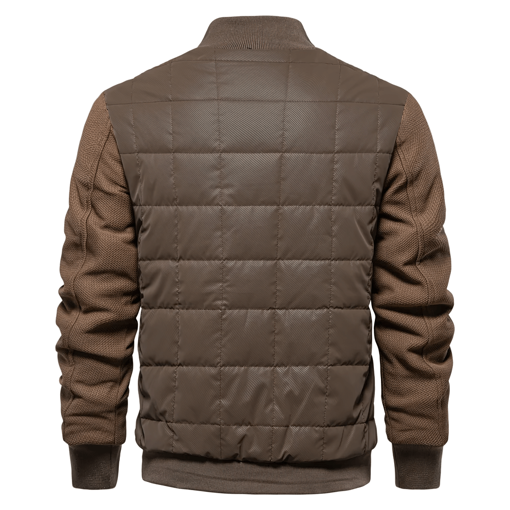 Quilted Jacket with Textured Sleeves and Zipper - SF2519