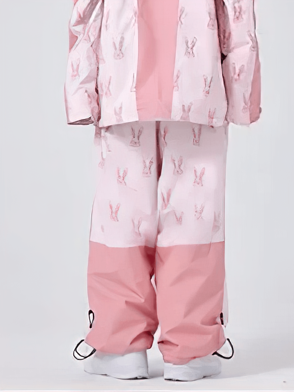 Back view of Rabbit Print Cargo Pants with Adjustable Waist - SF4278 in pink