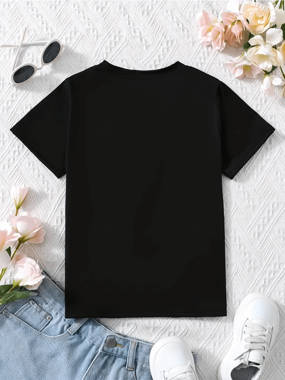 Back view of Rainbow Heart Print Short-Sleeved T-Shirt - SF3593