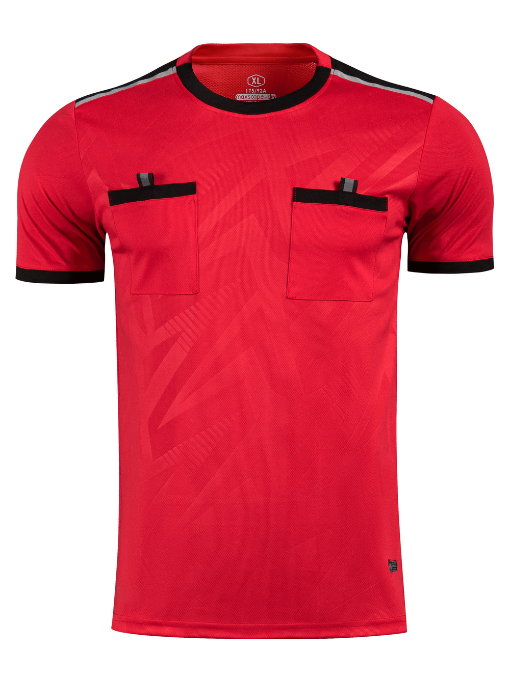 Referee Soccer Jersey with Dual Chest Pockets - SF4629 in red color with short sleeves and two chest pockets.