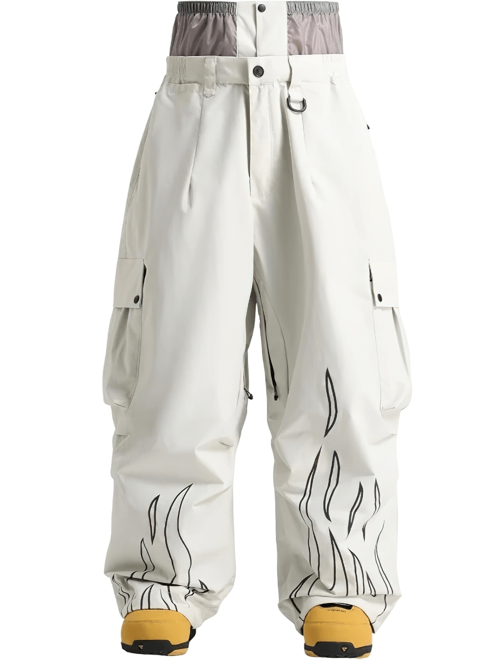 Reflective Flame Waterproof Snowboard Pants - SF4265 with loose fit and waterproof design, featuring reflective flame details for stylish skiing.