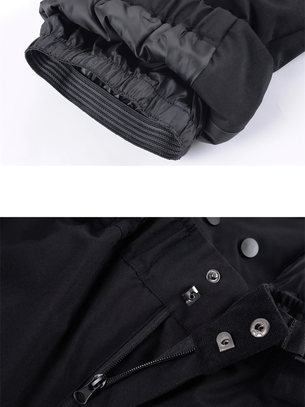 Close-up of Reflective Snowboard Pants with Waist Guard - SF4248 showing adjustable waistband and secure closures.