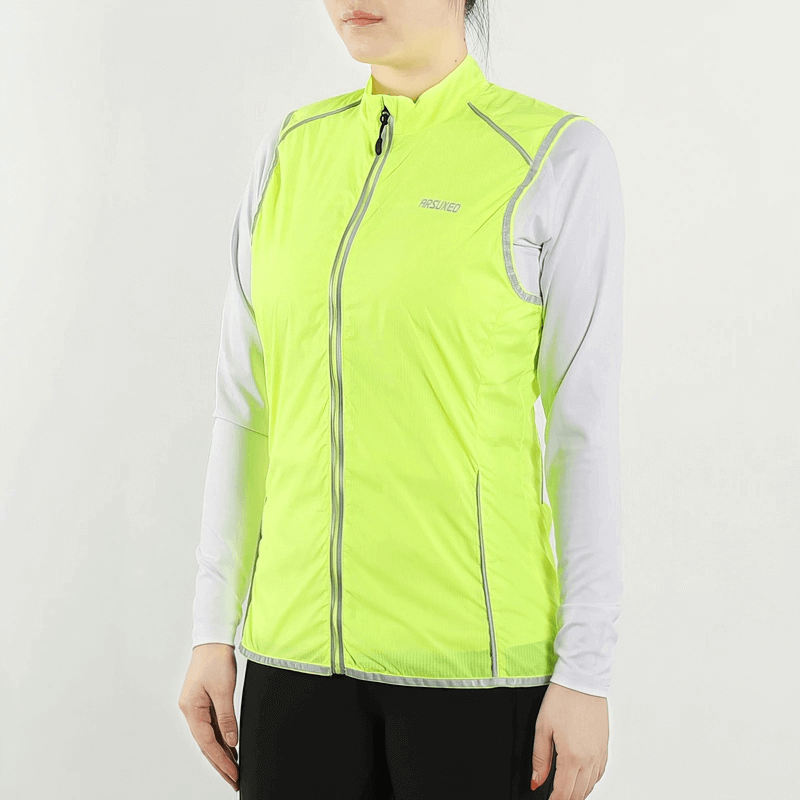 Gilet coupe-vent réfléchissant pour femmes / Gilet de cyclisme avec poche arrière zippée - SPF0004 