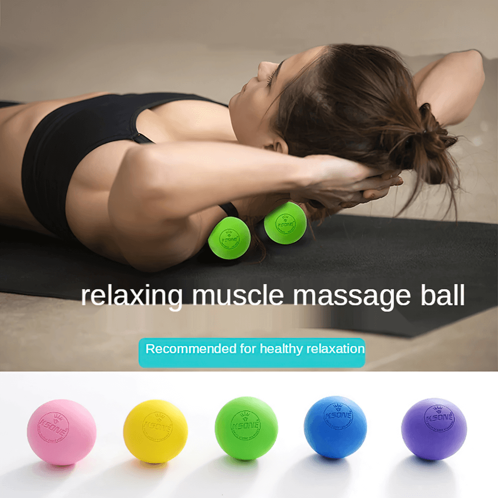 Woman using Relaxing Muscle Massage Balls for Yoga Recovery - SF3426 in vibrant colors for relief and flexibility improvement.