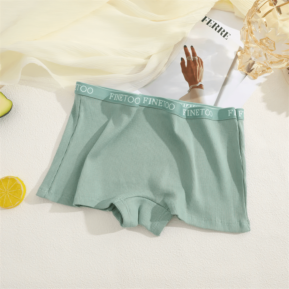 Soft stretch ribbed boyshort panties with elastic waistband showcasing full coverage and comfort for everyday wear.