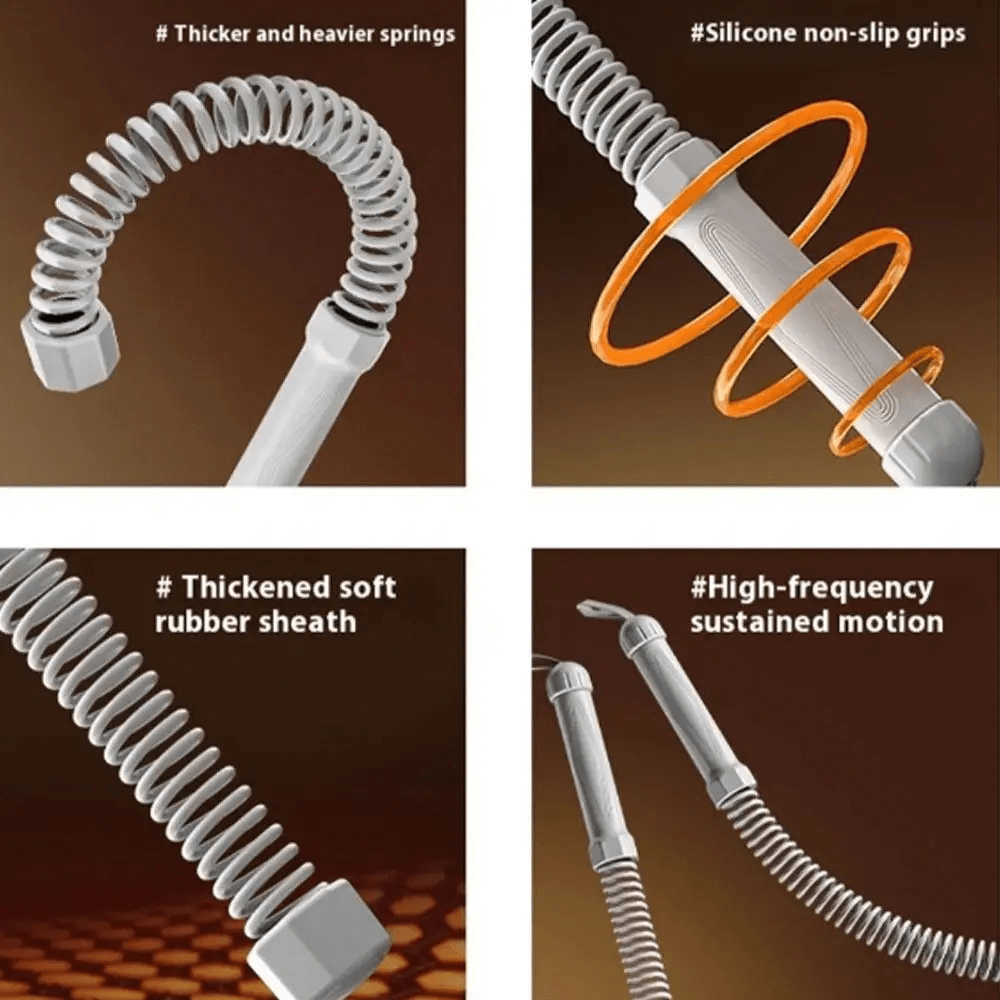 Ropeless strength trainer features thicker springs, silicone grips, rubber sheath, and high-frequency motion. Get explosive workouts!