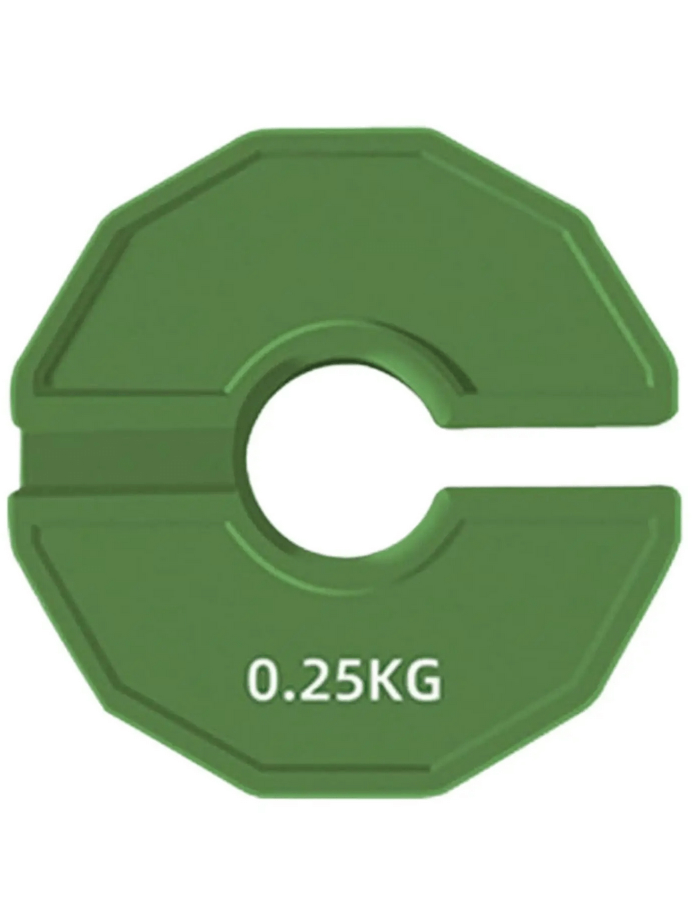 Green 0.25 kg rubber weight plate for barbell training, part of color-coded set SF3391, ideal for precise strength workouts.