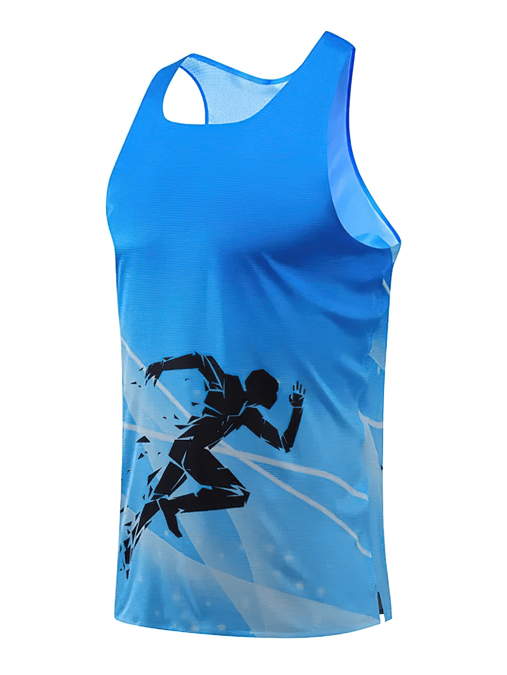 Running Quick Dry Graphic Tank Top for Men - SF4101 with 3D print, ideal for gym and outdoor activities, blue color, front view.