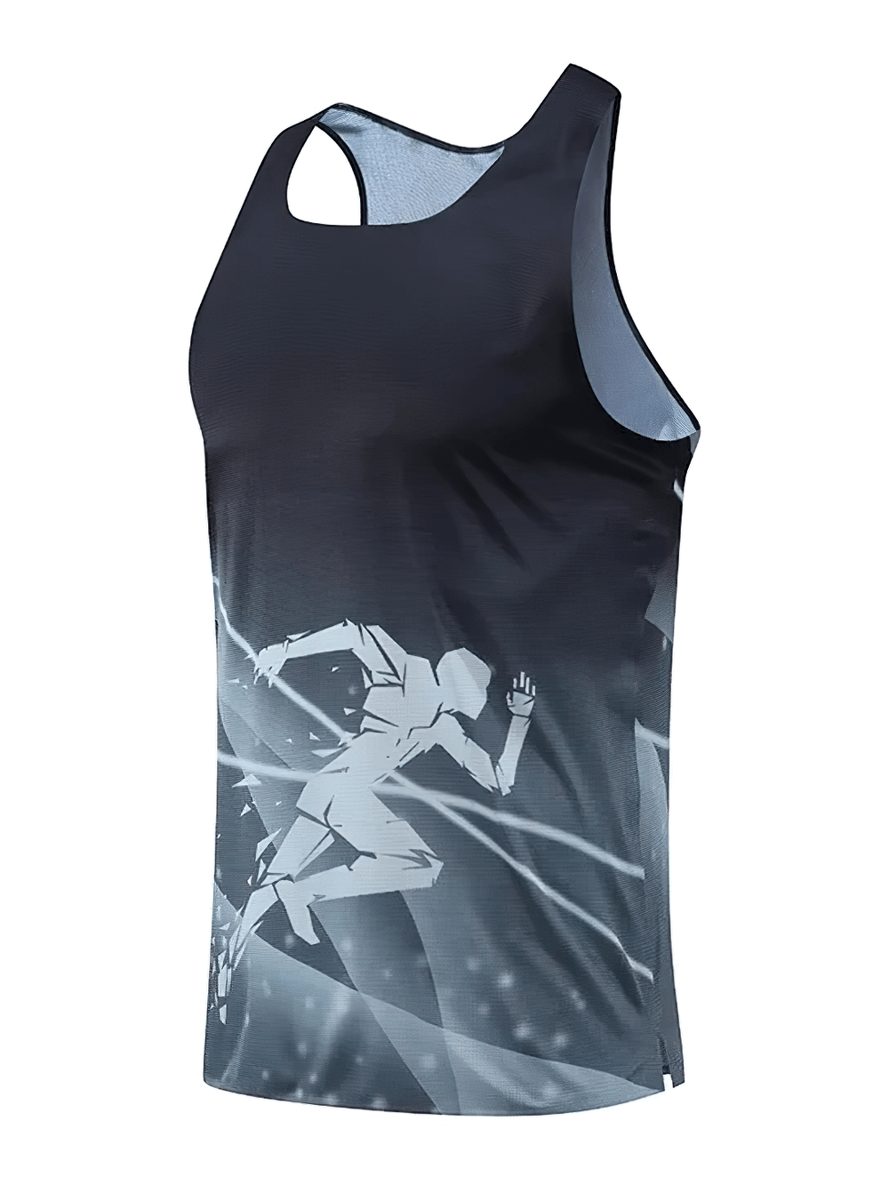 Running Quick Dry Graphic Tank Top for Men - SF4101 in black with 3D print, perfect for gym and outdoor activities.