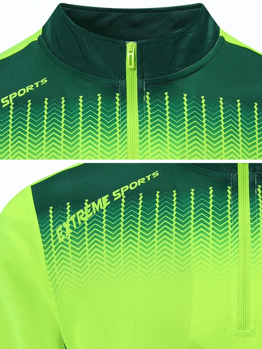 Green Running Half Zip Stand Collar Top with Finger Hole SF1558, breathable spandex, zipper closure, sporty design