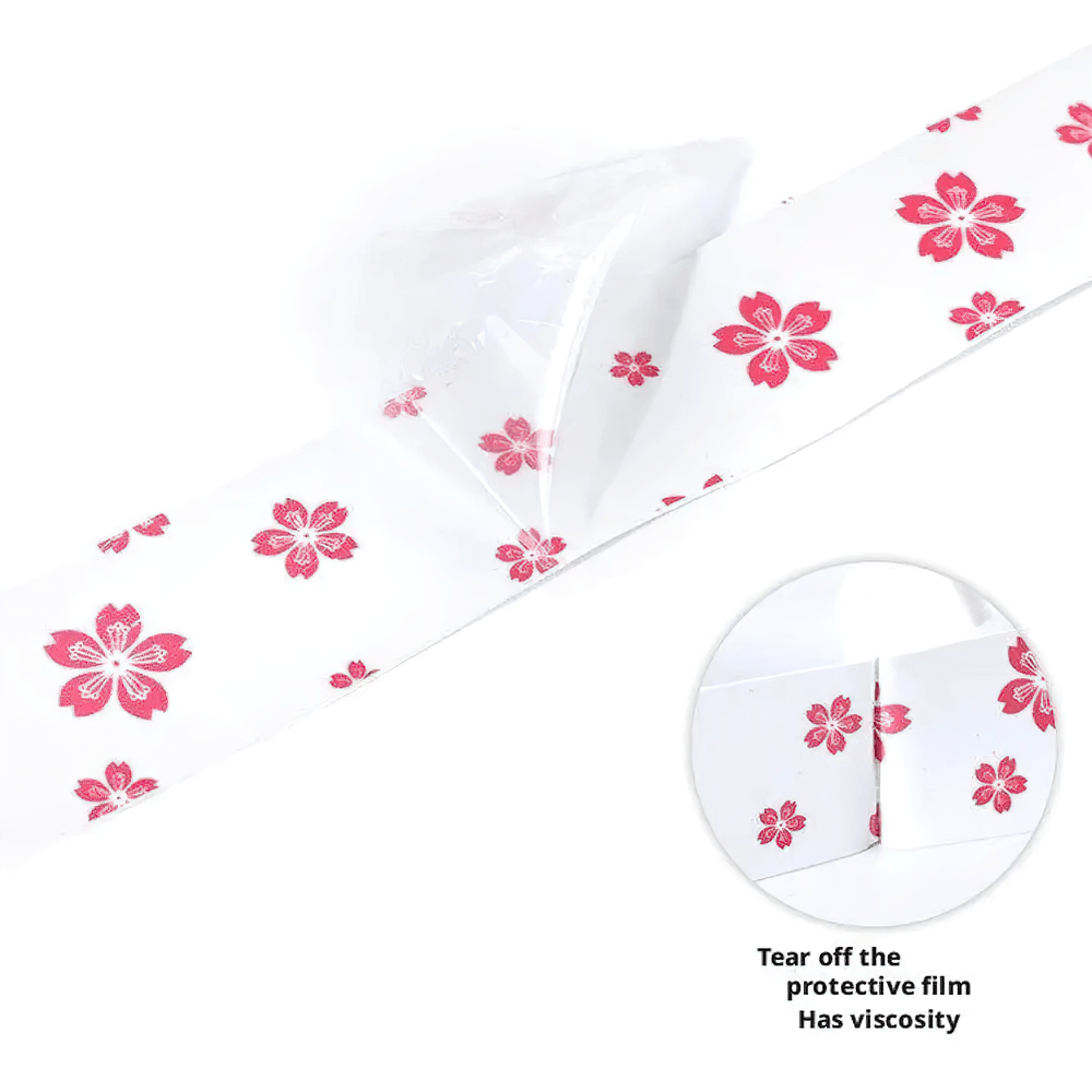 Sakura Design Non-Slip Racket Tennis Tape - SF3463 with floral print and protective film for enhanced grip and style.