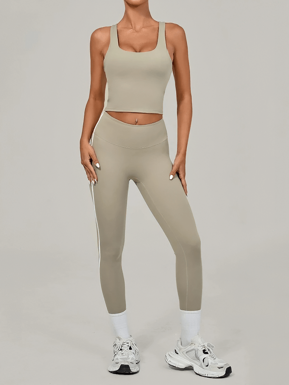Seamless Crop Tank and High Waist Leggings Set - SF4322