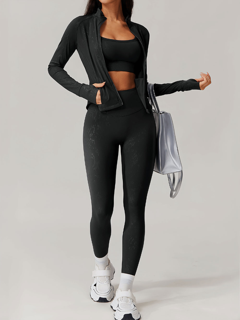 Seamless Full-Zip Jacket and Leggings Set for Sport - SF2405