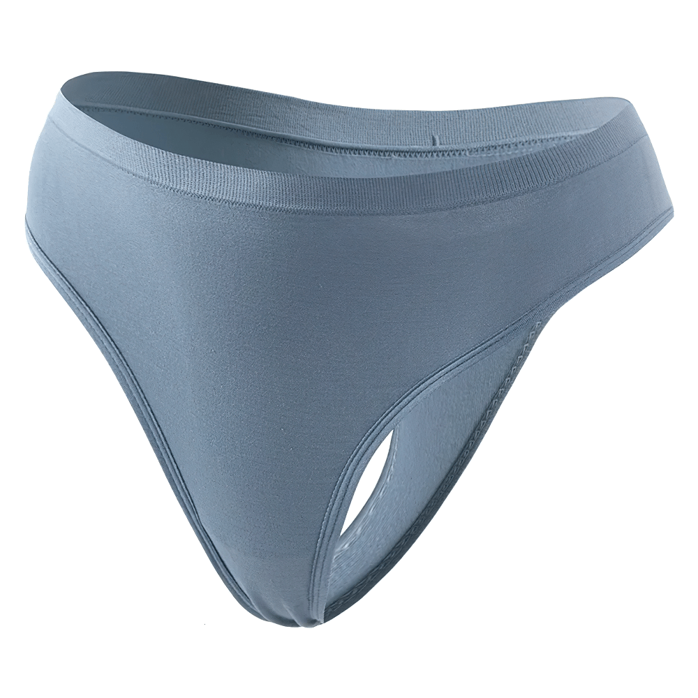 Seamless high-waist thong SF2514 in blue, featuring a stretchable, soft fabric and full coverage waistband for a smooth, invisible fit.
