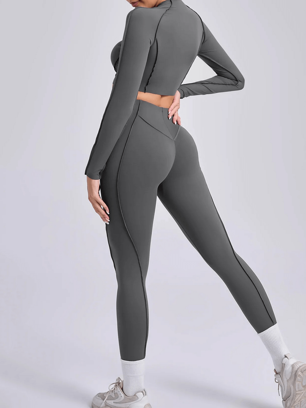 Seamless Long-Sleeved Crop Top and Leggings Set - SF4329