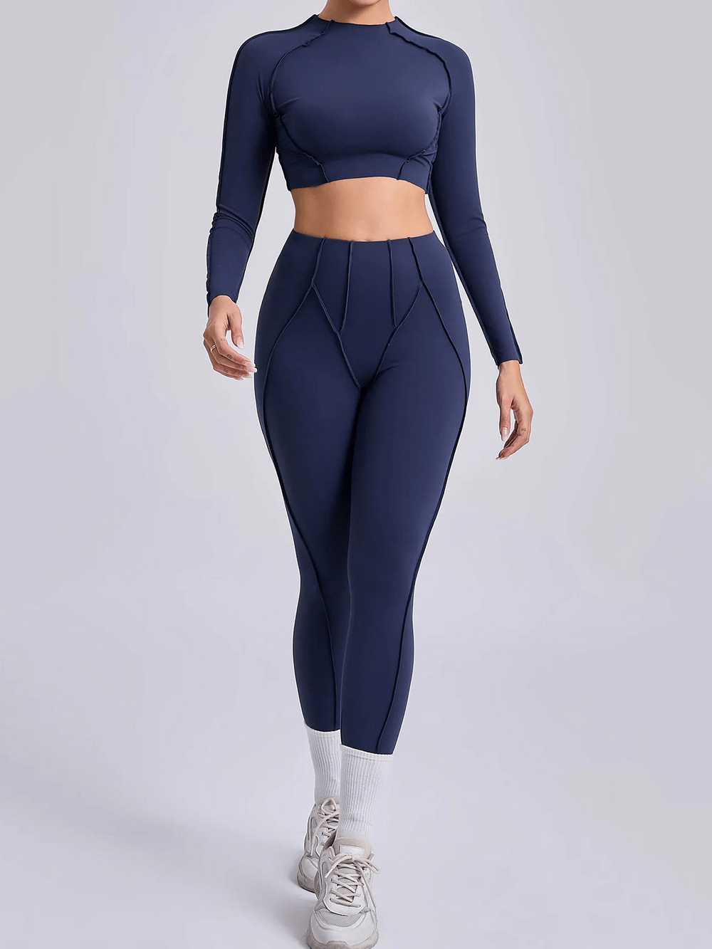 Seamless Long-Sleeved Crop Top and Leggings Set - SF4329