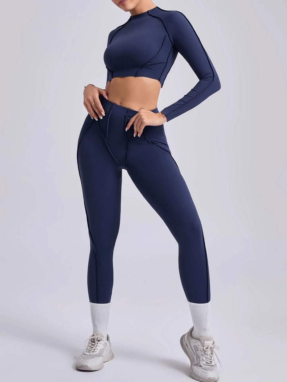 Seamless Long-Sleeved Crop Top and Leggings Set - SF4329