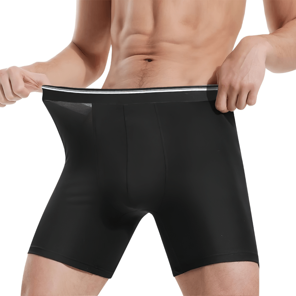 Seamless Men's Long Leg Boxer Briefs in Cotton - SF4706, showcasing a model demonstrating comfort and fit.