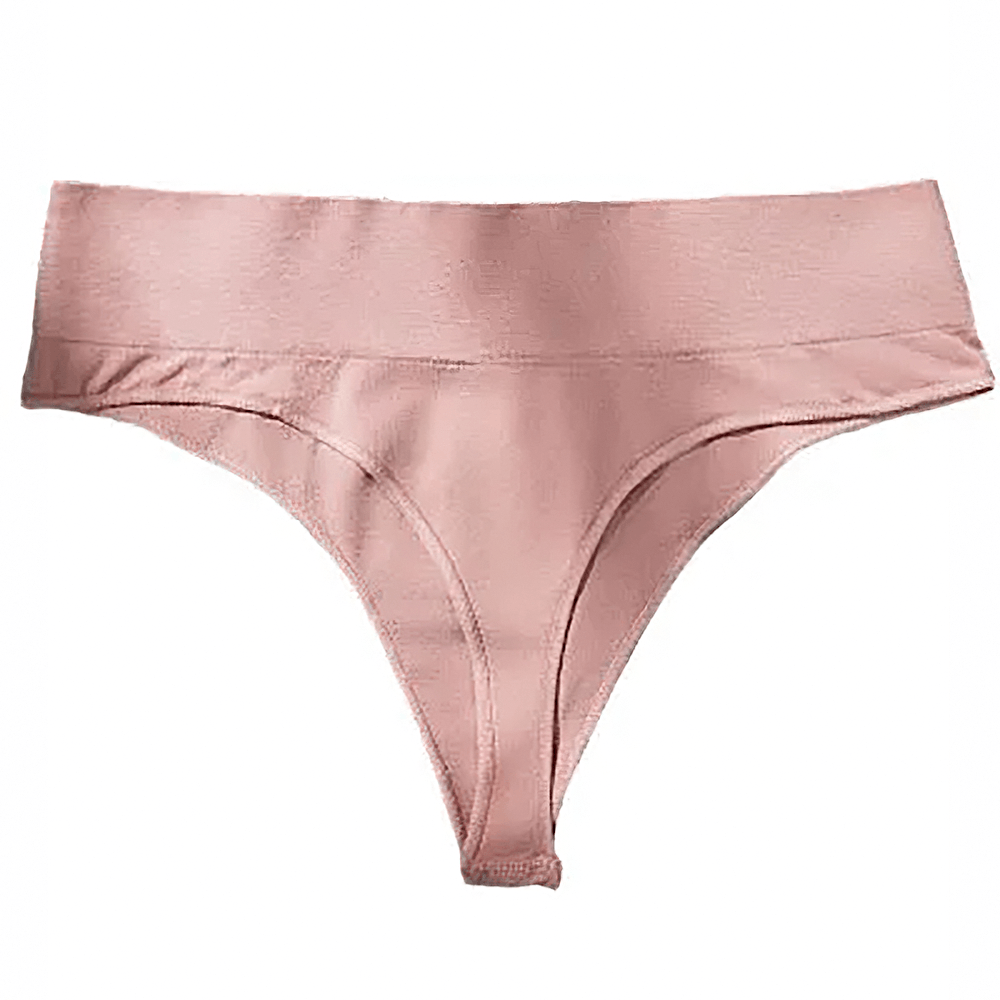 Seamless Sport Thong Panties with Wide Waistband - SF4665 in soft pink color, featuring a sleek T back and wide waistband.