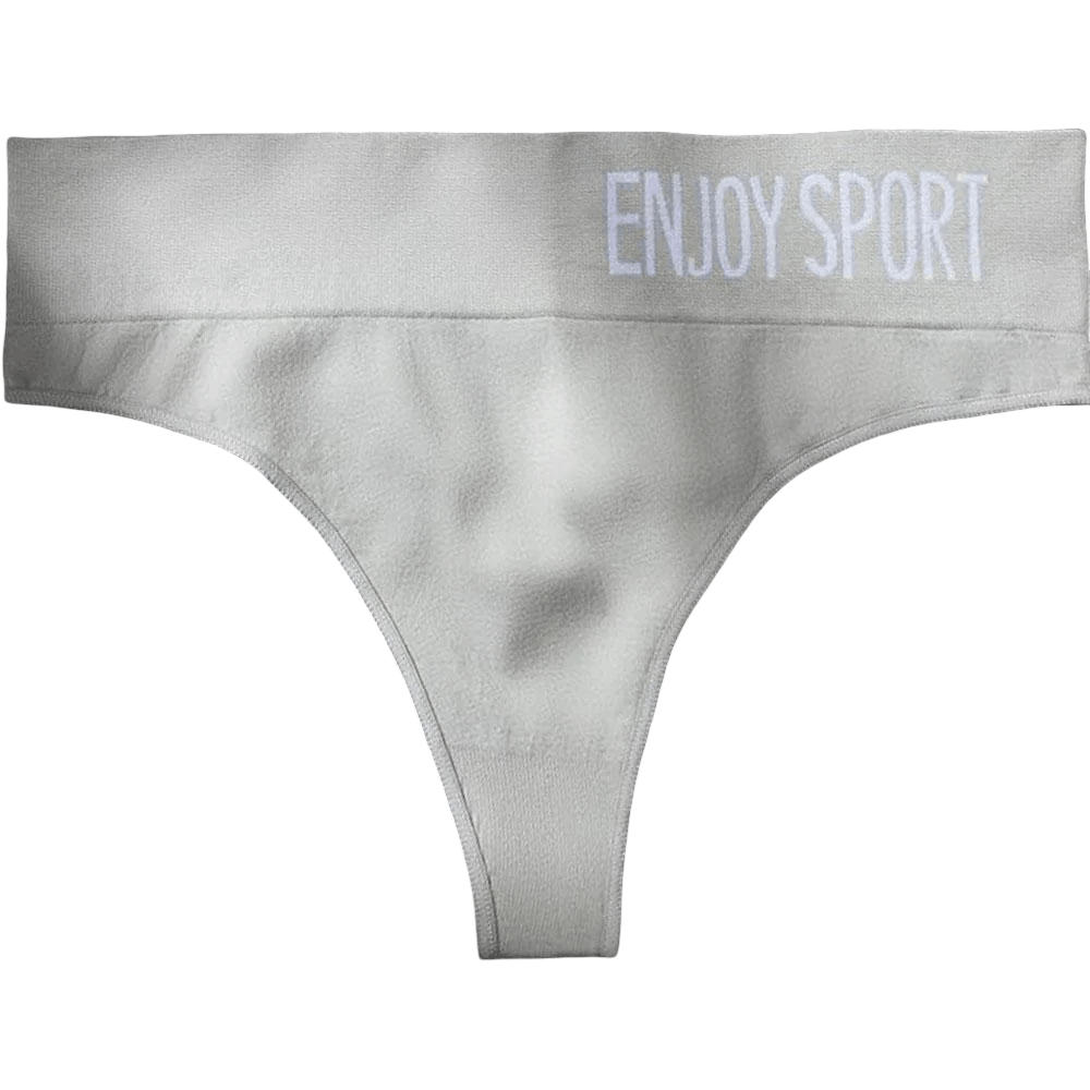 Seamless Sport Thong Panties with Wide Waistband - SF4665 in light grey with Enjoy Sport waistband
