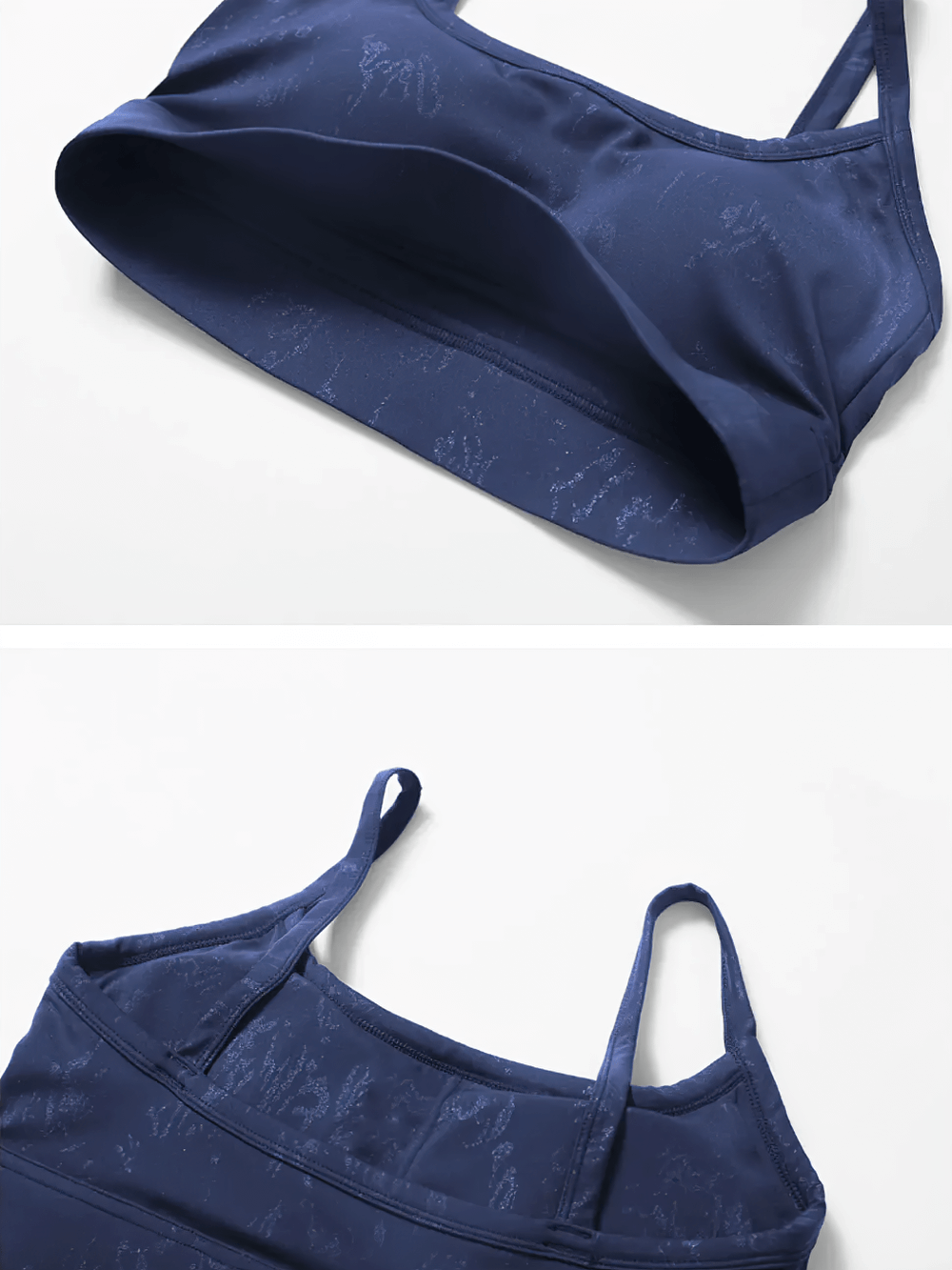 Stylish seamless sports bra in navy blue for active women, perfect for yoga or gym sessions. SF2408 activewear with supportive fit.